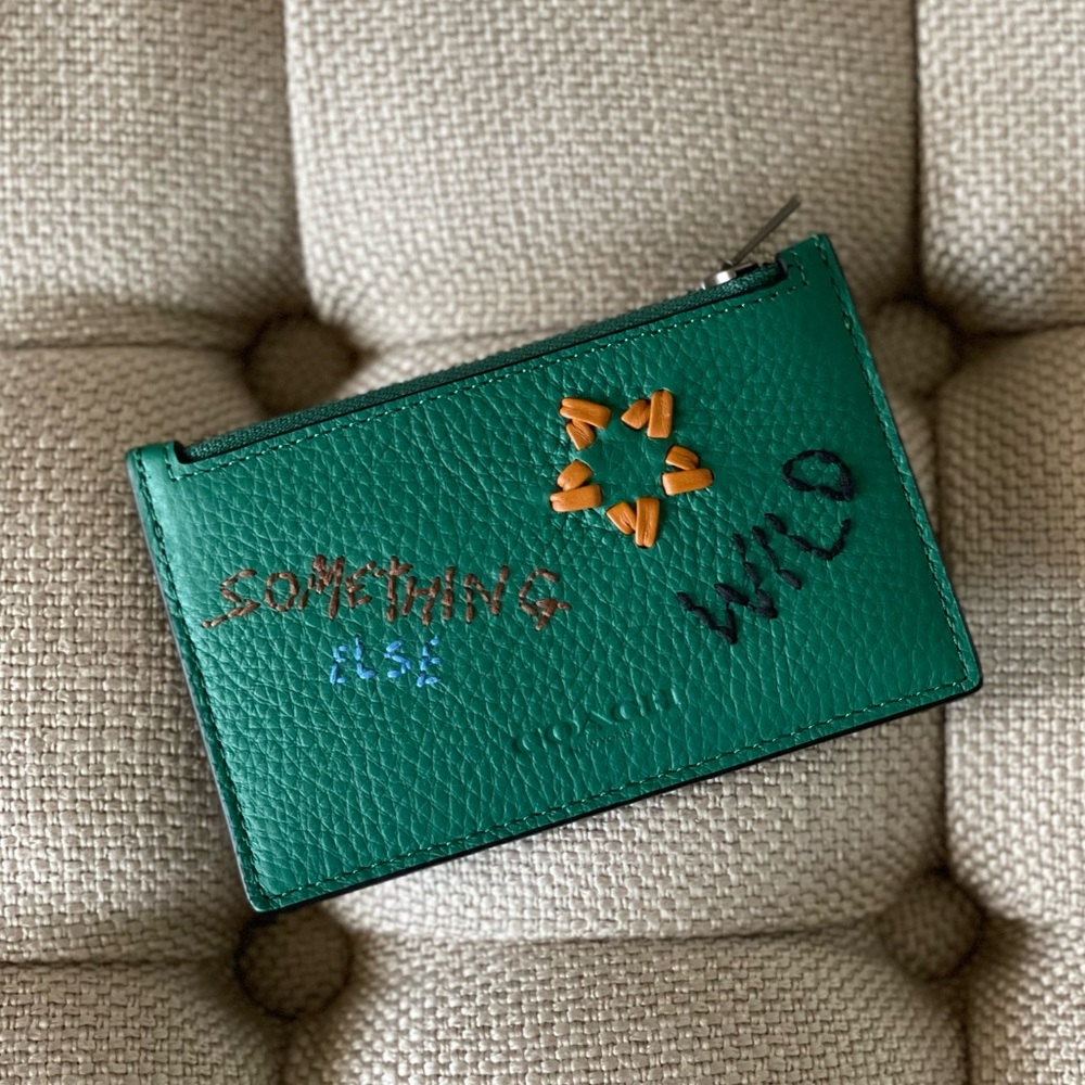 Coach Dear Diary Embroidered Green Card case
